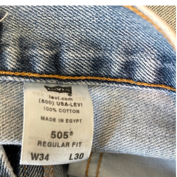 Levis 505 Jeans Mens W34 L30 Light Wash Vintage Made in USA Regular Fit Denim - Picture 5 of 14